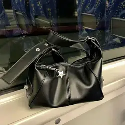 Y2k koreanische gotische Stern Mädchen schwarze Handtasche Harajuku ästhetische Vintage Schulter Umhängetasche trend ige Frauen Messenger Einkaufstaschen