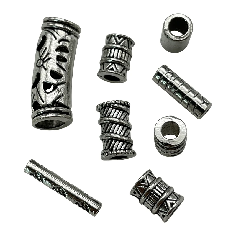10-30pcs Antique Silver Color Tibetan Tube Beads Charm Loose Spacer Jewelry Making DIY Bracelet Necklace Connector Accessories