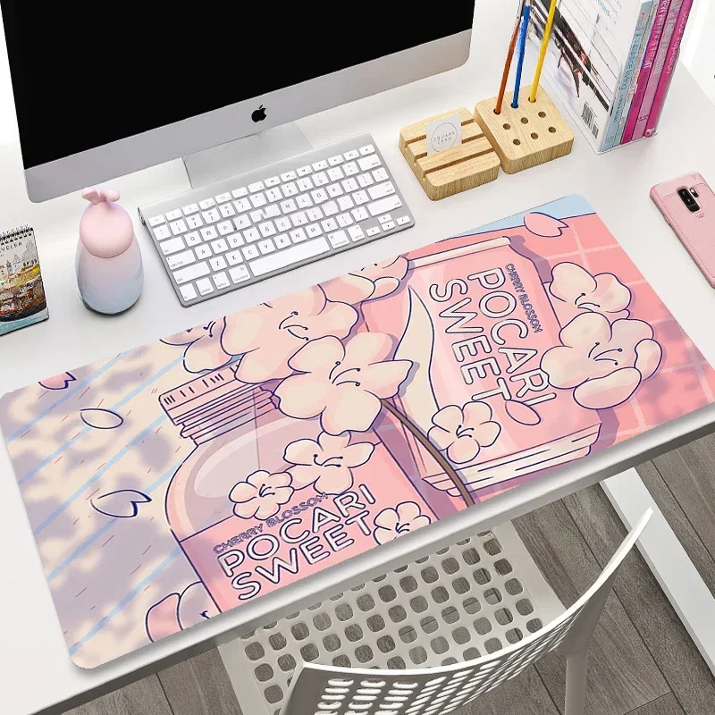 

Cute Kawaii Large Gamer Anime Pink Mousepad XXL Gaming Mouse Pad Rubber Locking Edge Washable anti-slip Laptop Notebook Desk Mat