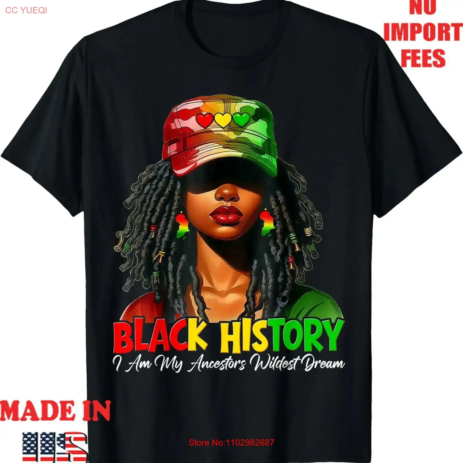 Camiseta africana con estampado de historias negras, diseño 'I Am My Ancestor Wildest Dream', estilo vintage, lavada, elegante, cómoda, ropa de diseñador, ligeramente suave