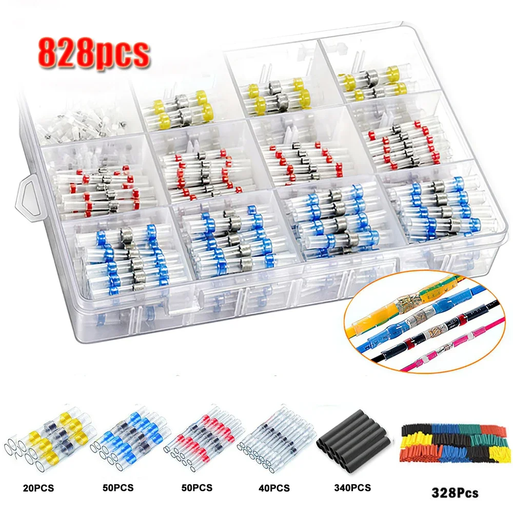 50-1000Pcs Solder Dichtung Draht Anschlüsse Schrumpf Solder Butt Isolierte Anschlüsse Solder Connector Kit Automotive Marine