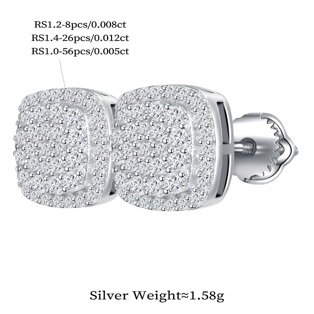 Moissanite Square Halo Stud Earrings For Women Certified 925 Sterling Silver Trendy Fine Anniversary Jewelry