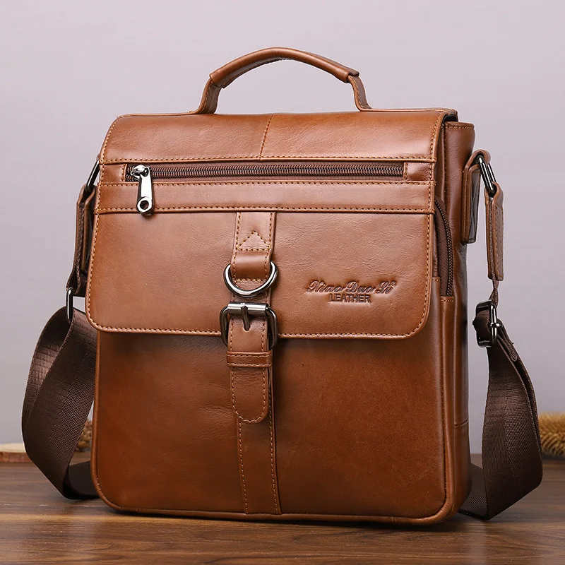 Echt leder Männer Schulter Umhängetasche große Kapazität Umhängetasche Rindsleder Handtasche Einkaufstasche Business männliche Aktentaschen