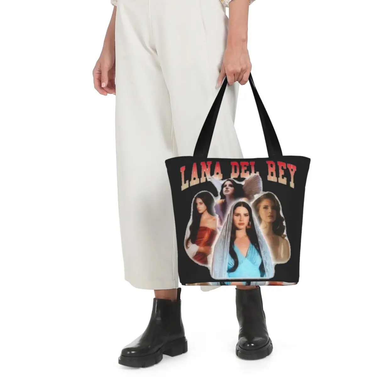 Lana Del Rey Bootleg Shopping Bags Zipper Opening Aesthetic Accessories For Unisex Fashion Vintage Tote Bag