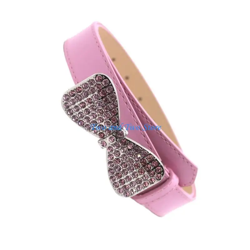 HX6F الكبار بريق Bowknot مشبك حزام خصر قابل للتعديل دبوس مشبك حزام خصر Harajuku حجر الراين حزام خصر لملهى ليلي #3