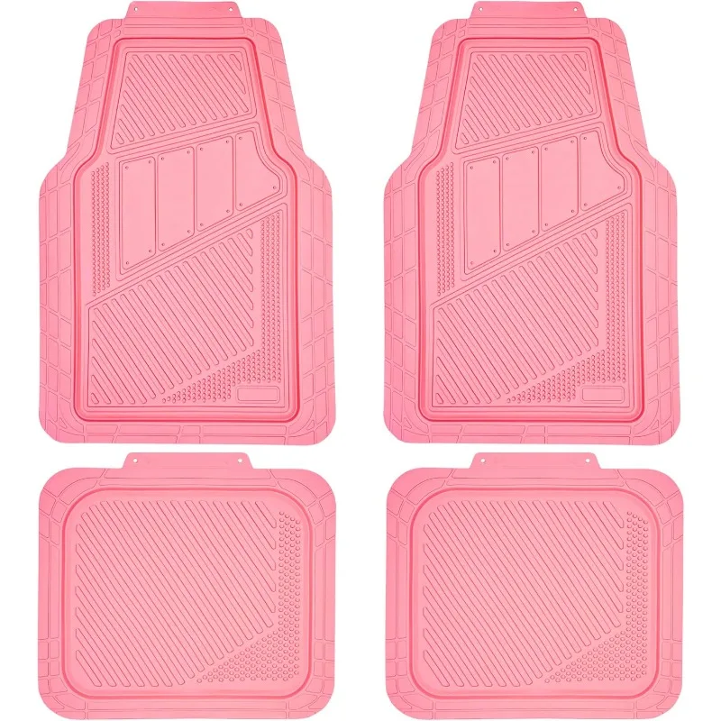 

PASS Heavy Duty Rubber Floor Mats 4-Piece,Pink Car Mats Full Sets Anti-Slip,Waterproof Universal Trim-to-Fit for Car SUV Tru