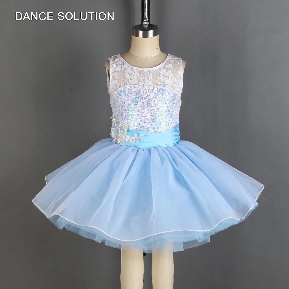 Lace and Sequin Spandex Bodice Ballet Tutu Dress with Layers of Tulle Skirt Performance Costumes Ballet Outfit for Girls 20053