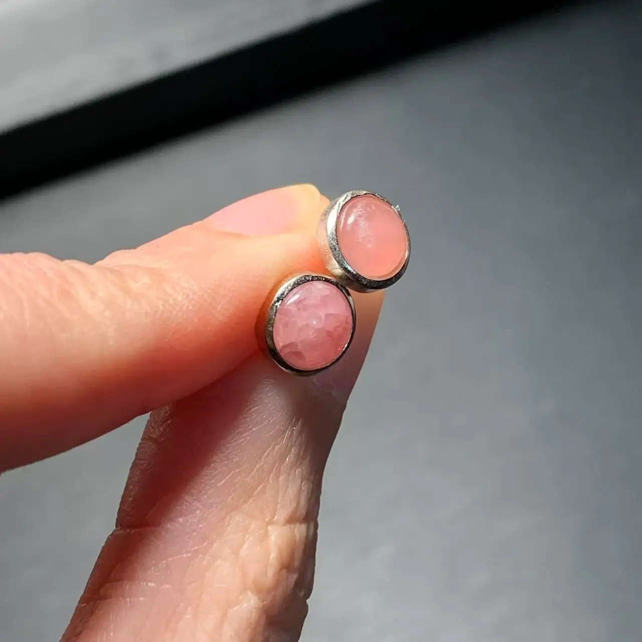 HEYYA STONE Round Natural Rhodochrosite Stud Earrings For Women Simple Fine Jewelry Stone Gemstone Classic Style stainless steel