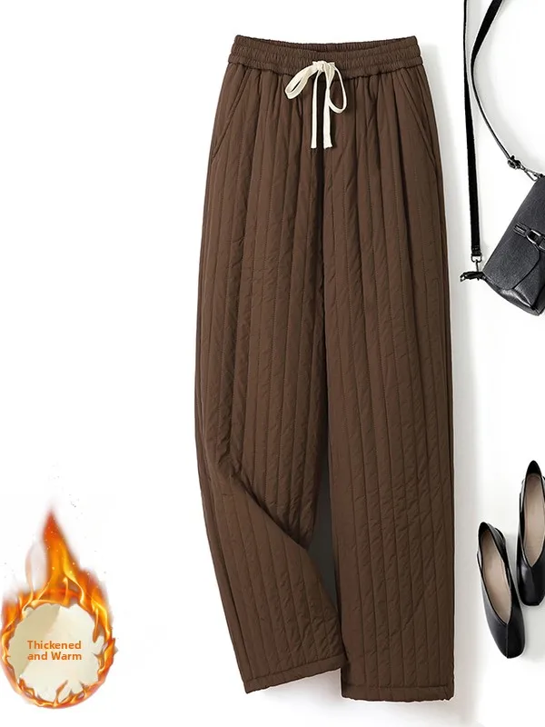 

Корейские и японские высококачественные зимние утепленные женские хлопковые брюки с флисовой подкладкой, широкие штаны, морозостойкие