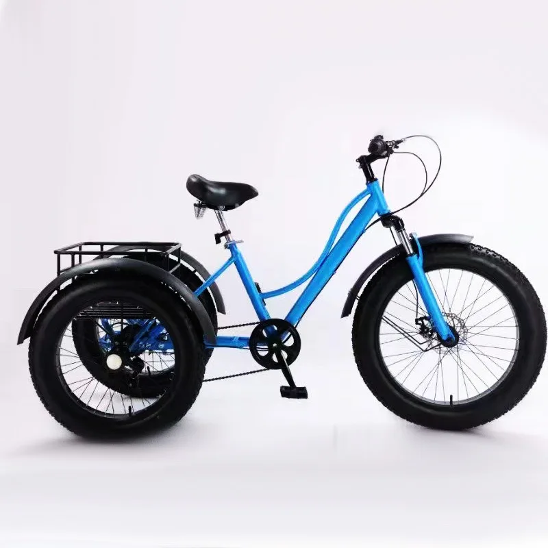New pedal freight tricycle 24 inch fat tire bicycle, snow tricycle adult and elderly