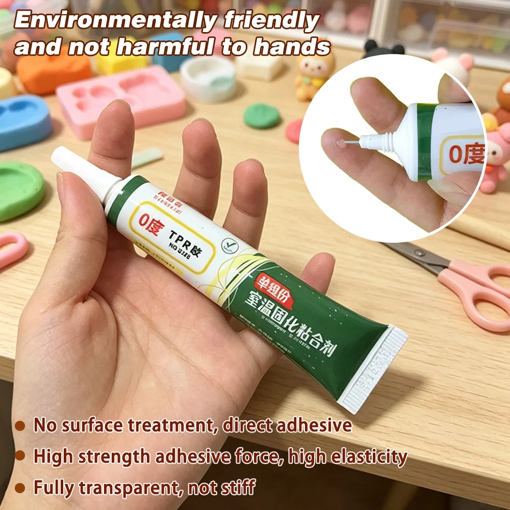 TPR Craft Glue (20/60ml) Self-Cures at Room Temp Strong & Flexible for Stress Ball Kneading, Fixes Creative ProjectsOrnament