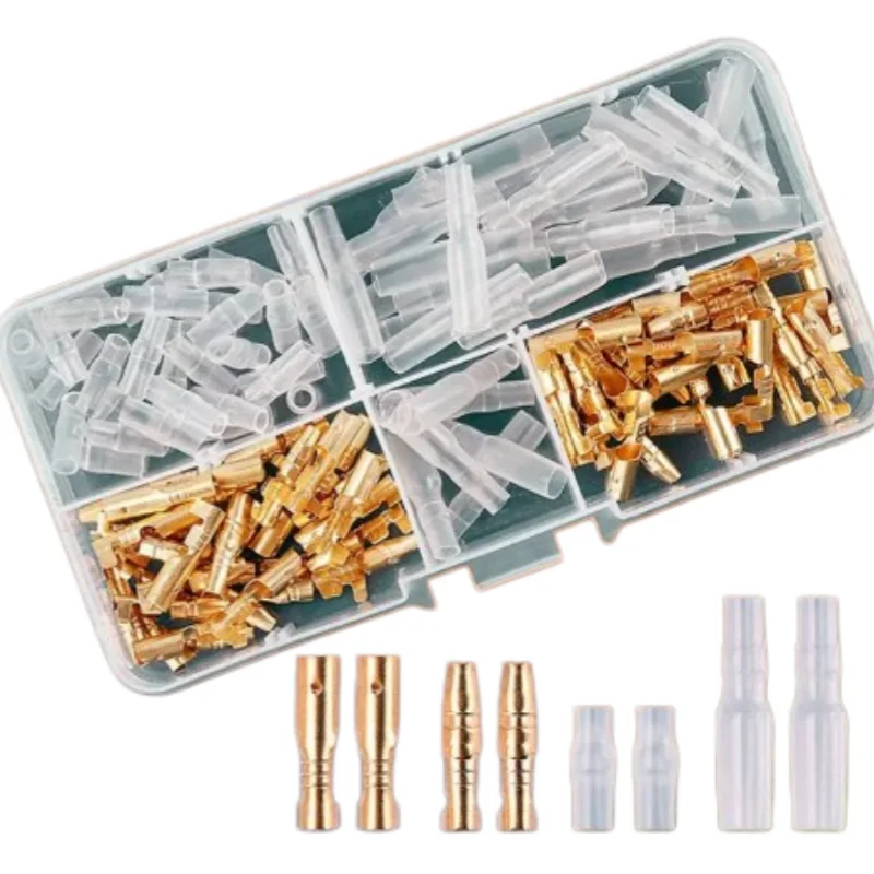 120pcs Bullet Connector Kit 3.9mm Fully Insulated Male Female Crimp Terminals for Automotive Motorcycle ATV Wiring Repair