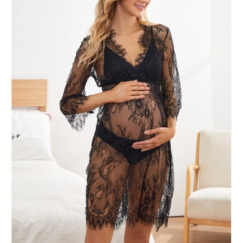 Vestido de maternidad de punto dorado para sesión de fotos, ropa ahuecada transparente, accesorios Bodycon, vestido de embarazo