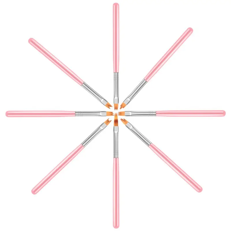 

8 шт., набор цветных ручек с розовыми лепестками, кисть для ногтей, короткая кисть для ногтей