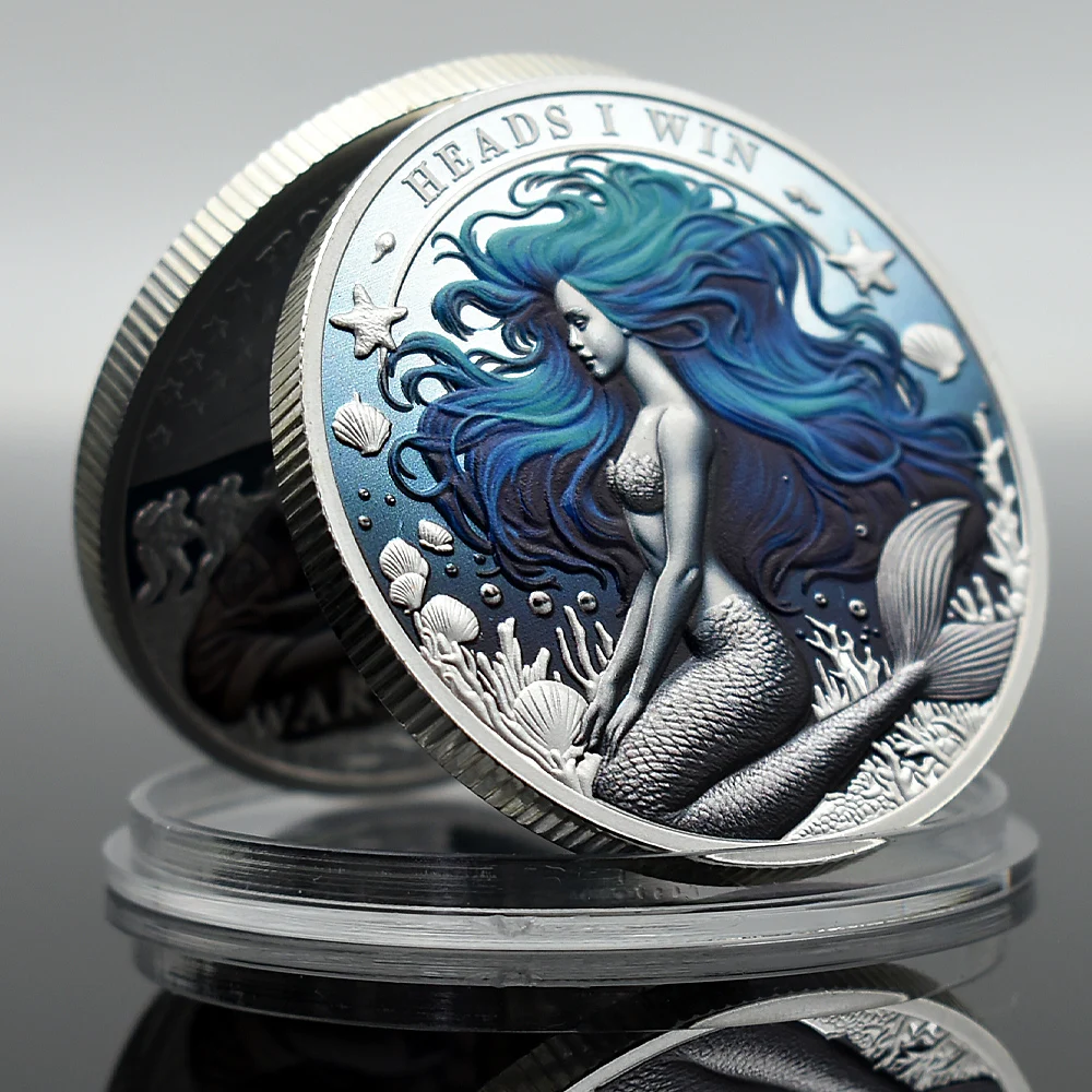 2024 Mermaid Decision Challenge Coin 3D Stereoscopic Effect Color Printing Commemorative Coin Collection Gift