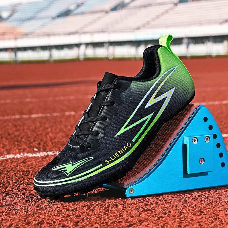 Men Track Spike Soft Field Athletic Match Professional Non Slip Nails Sprint Shoes Light weight Race Racing Running Long Jump