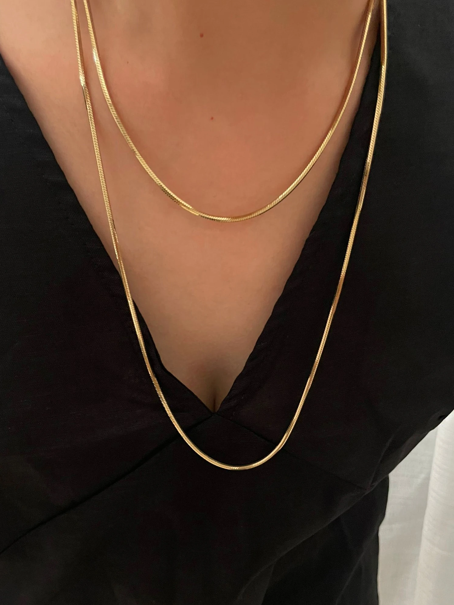 Peri\'sbox 110cm Long Trendy Simple Square Snake Chain Necklace for Women Men 18K Gold Plated Stainless Steel Waterproof Jewelry