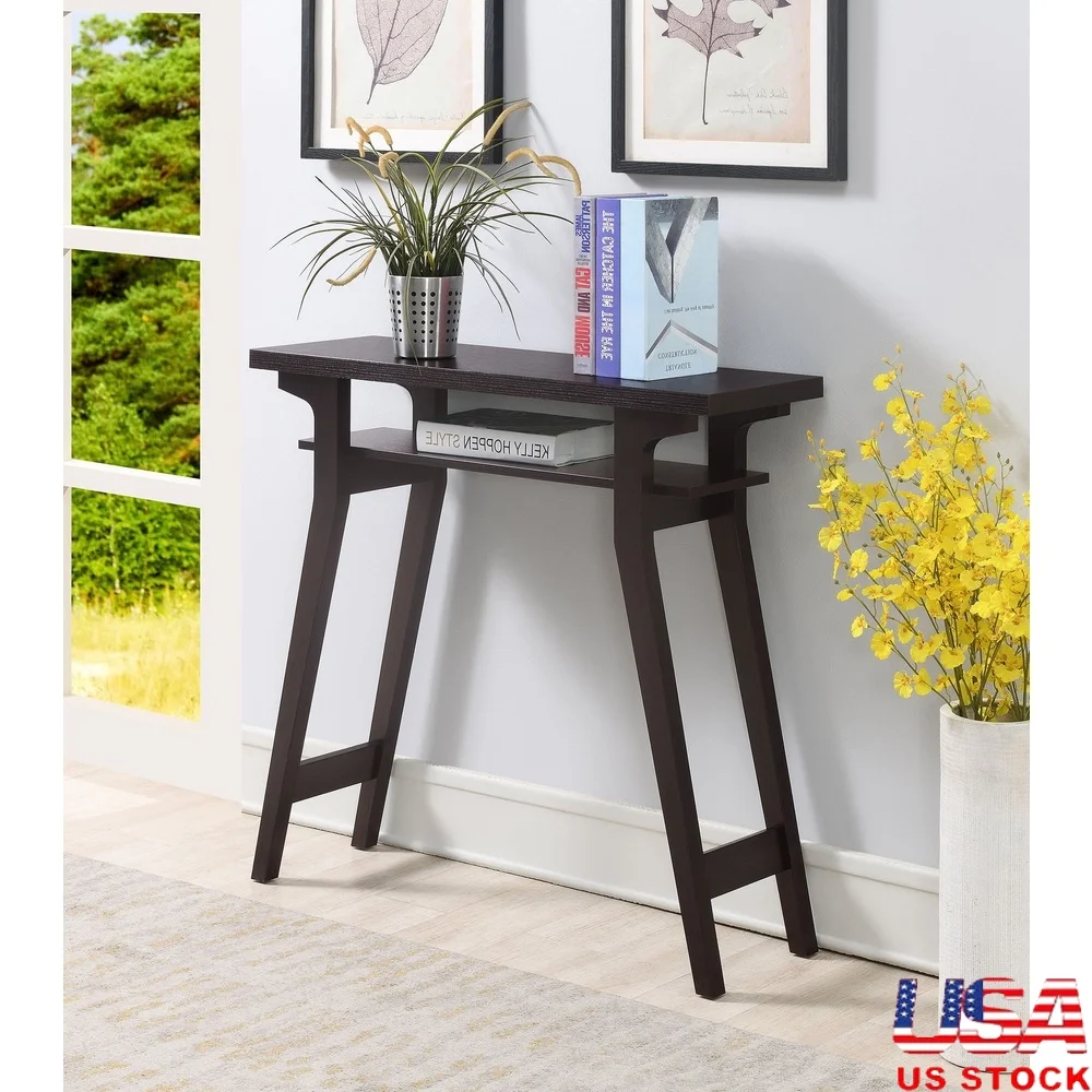 

Contemporary Console Table with Shelves Entryway Hallway Home Office Simple Assembly Versatile Storage Elegant Design