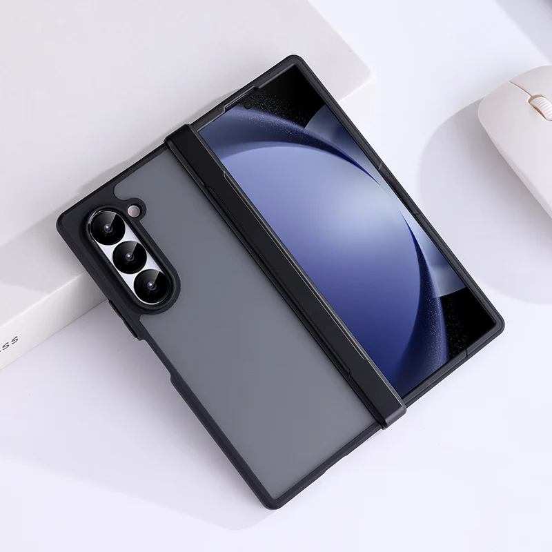 For Samsung Galaxy Z Fold 7 6 5 4 Case Matte Skin Friendly Transparent Hinge Folding Shockproof Protective PC Cover Accessories