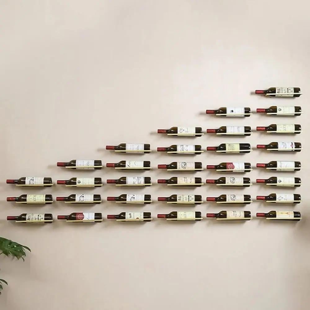 Wall Decor Metal Wine Rack Wall Mounted Black/Gold Wine Bottle Holder Hanging Useful Wine Display Shelf Wine Cellar