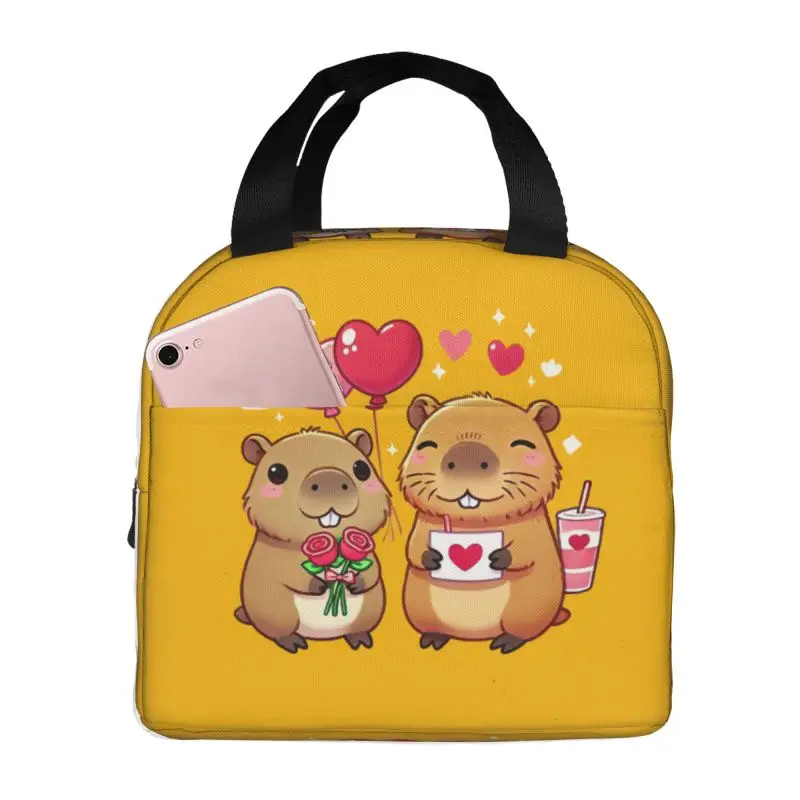 

Custom Cute Capybara Lunch Bag Men Women Warm Cooler Insulated Lunch Container for Kids School Work Picnic Food Tote Bags