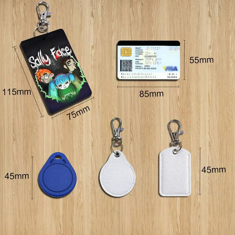 Portachiavi Wicked Sally Face, ideale per carte di credito, tessere pubblicitaterici, badge e portafogli, con motivo testurizzato