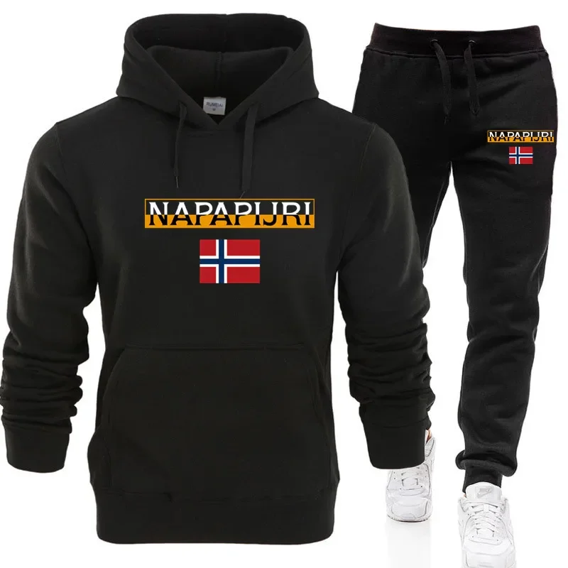 

2025 Autumn/Winter Men's College Hoodie and Pants Sports and Leisure Running Pants Fashion Street New Set