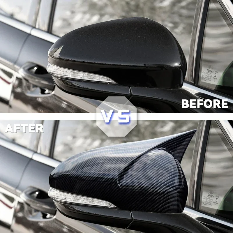 for Ford Mondeo Fusion 2013-2020 2PCS Side Door Mirror Cover Cap Car Carbon pattern Balck Rear View Mirror Decoration Cover