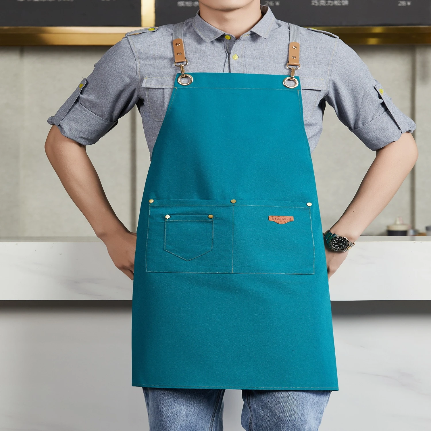 Canvas Apron - Durable with Multi-Pocket Design - Ideal for Coffee Bars, Restaurants, Milk Tea Shops, Flower Boutiques, and Bake