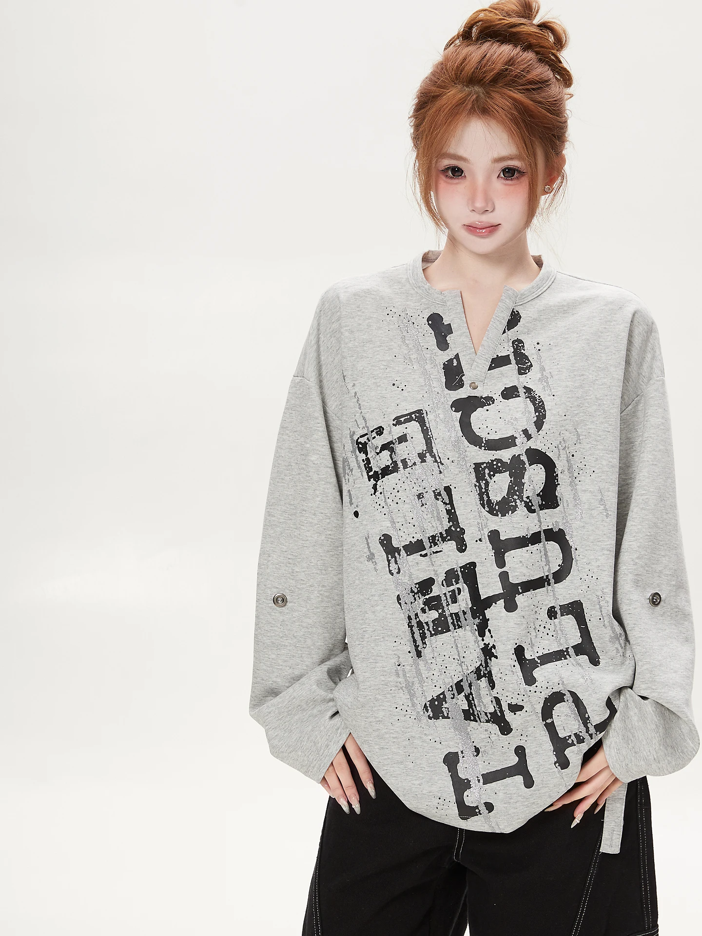 Streetwear Brand Paris - Camiseta Feminina Solta Casual de Manga