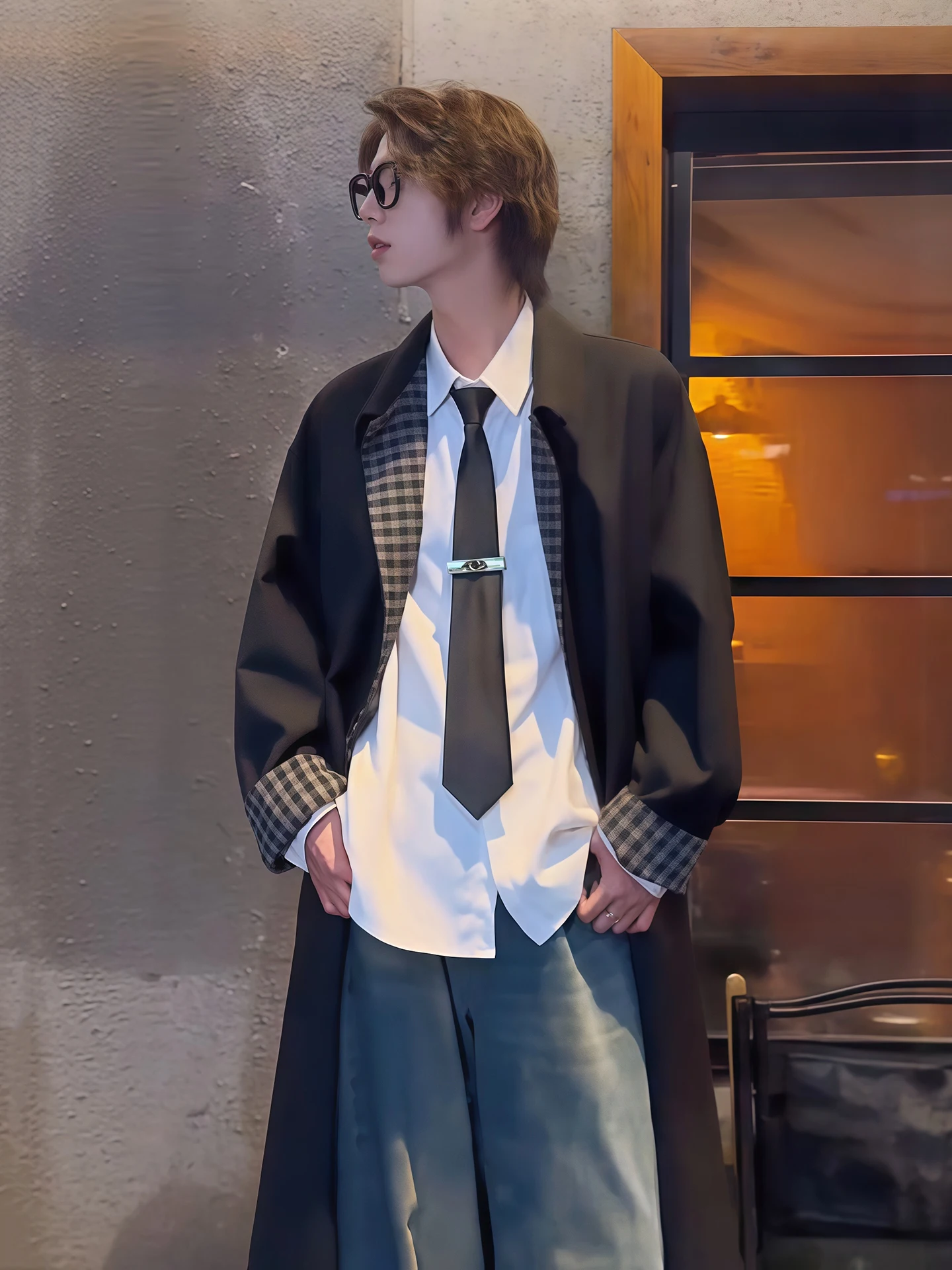 

Мужская ветровка Briti Sle в клетку, дэт, осеннее пальто High Sensation Cool Hepburn средней длины, пальто крестного отца