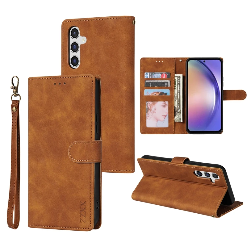 Hautfreundliche Brieftaschenhülle mit Kartenfach, Ständerfunktion und magnetischem Flip-Design aus Leder für Samsung Galaxy S26 Ultra, S25 Plus, S24 FE, A08, A17, A18, A37, A57 – Detail 20