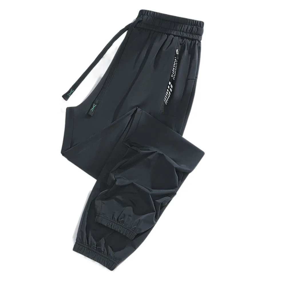 

Slimming Ice Silk Sports Pants Zip Pocket Loose Running Pants Quick Drying Breathable Fitness Pants Yoga