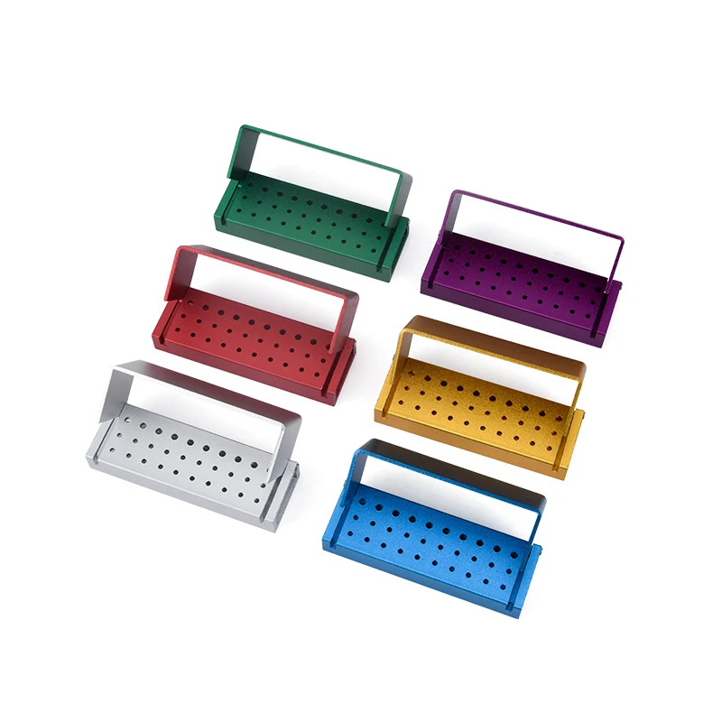 1pc Dental High&low Speed Burs Holder 30 Holes Dental Burs Block Aluminum Dental Burs Disinfection Box for Endo Burs Organizer