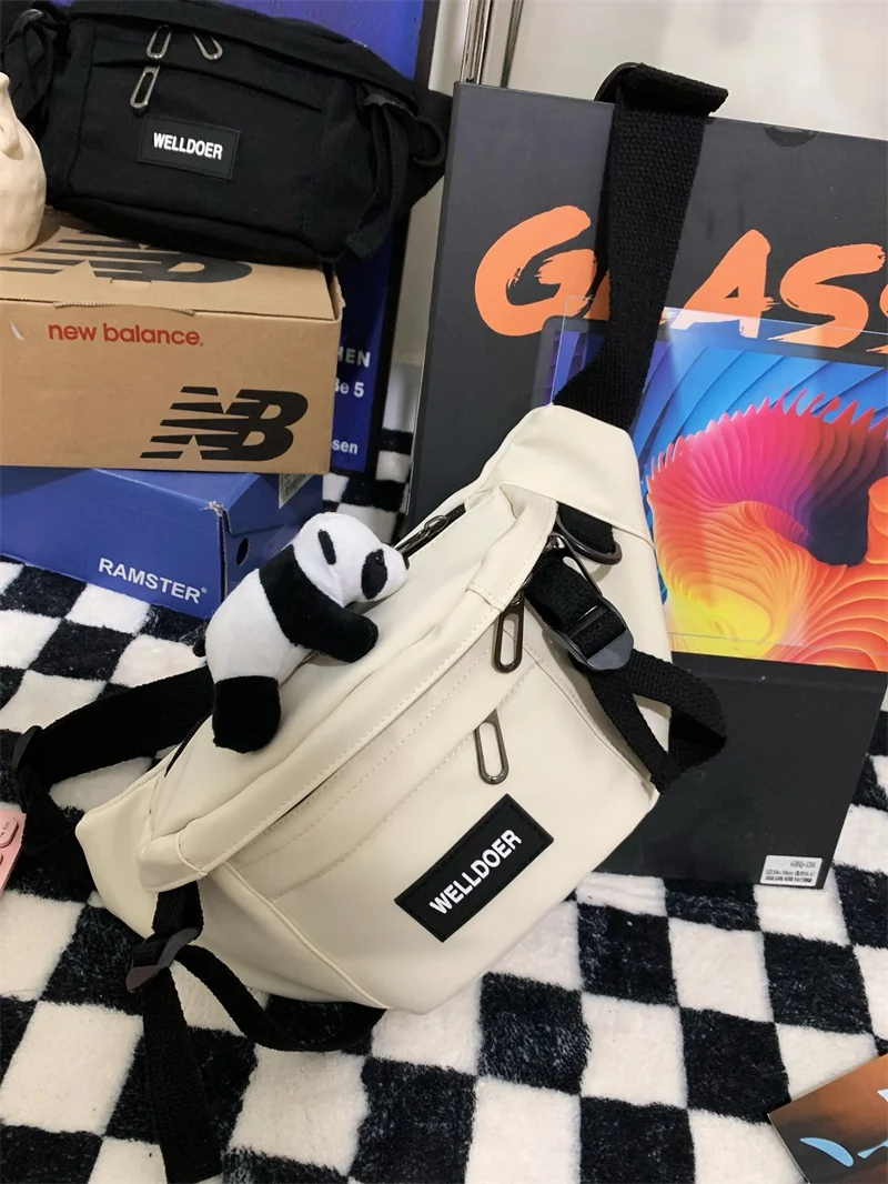 Bolsa Transversal Casual Unissex de Grande Capacidade, Estilo Coreano, para Estudantes, Uso Diário, Marca de Moda