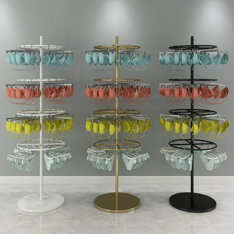 Rotating underwear display rack Floor-to-ceiling underwear store shorts bra underwear bra rack Nakajima round sock rack