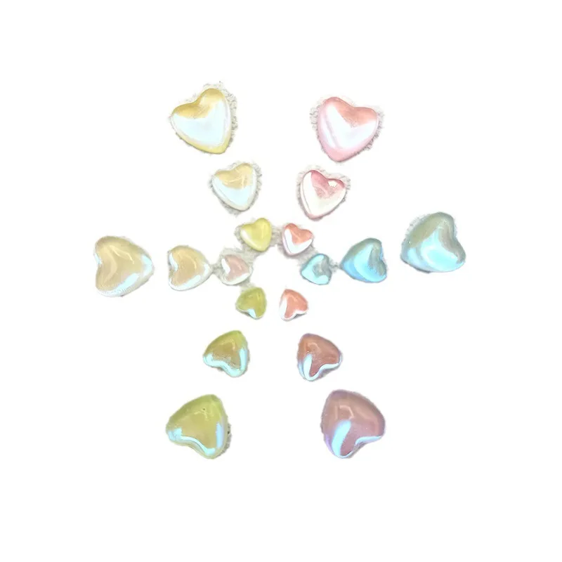 60PCS 3D Flatback Nail Art Rhinestones Heart Charms Accessories Glitter Nails Decoration Supplies Manicure Decor Parts Materials