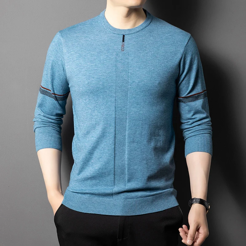 Top Quality Premium Knit Men Pullover Sweater Jumper Textured Detailing Lightweight Breathable Round Neck Design