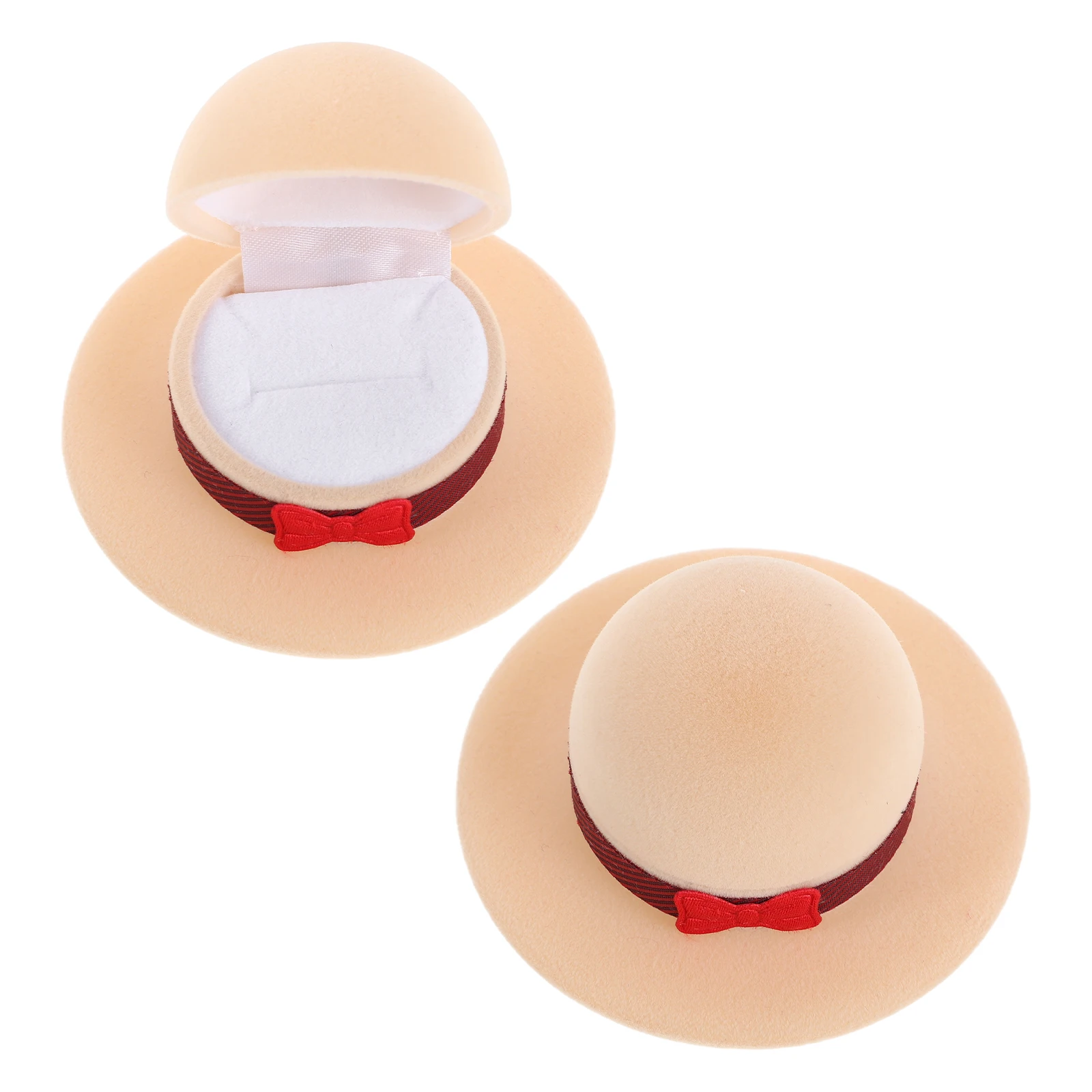

2Pcs Hat Ring Box Velvet Jewelry Organizer Travel Necklace Earring Storage Containers Retro Hat Boxes with Lids Gifts