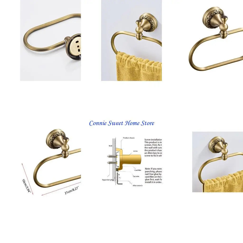 LXAF Oval Towel Ring Antique Towel Hanger for Bathroom Kitchen Bearing Capacity 5kg