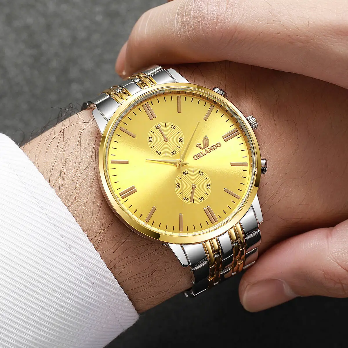 3 قطعة/المجموعة أزياء رجال الأعمال الساعات الفاخرة الطلب الكبير التناظرية رجالي كوارتز ساعة للرجال ساعة Reloj Hombre (بدون صندوق)