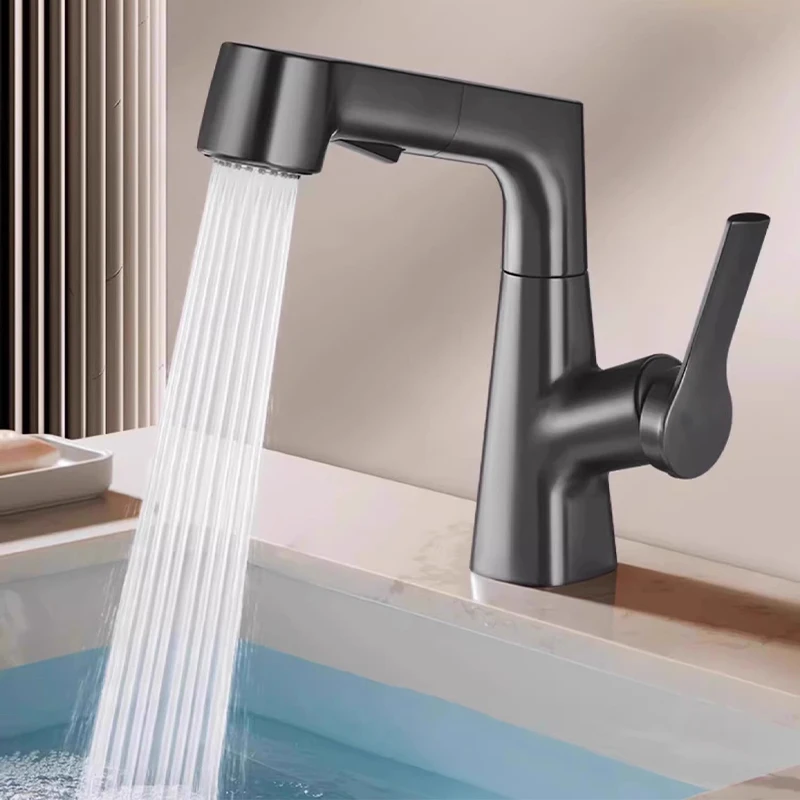 

Смеситель для раковины, пружинный выдвижной настенный умывальник для ванной комнаты, поворотный кран с одной ручкой, аксессуары для душевой комнаты