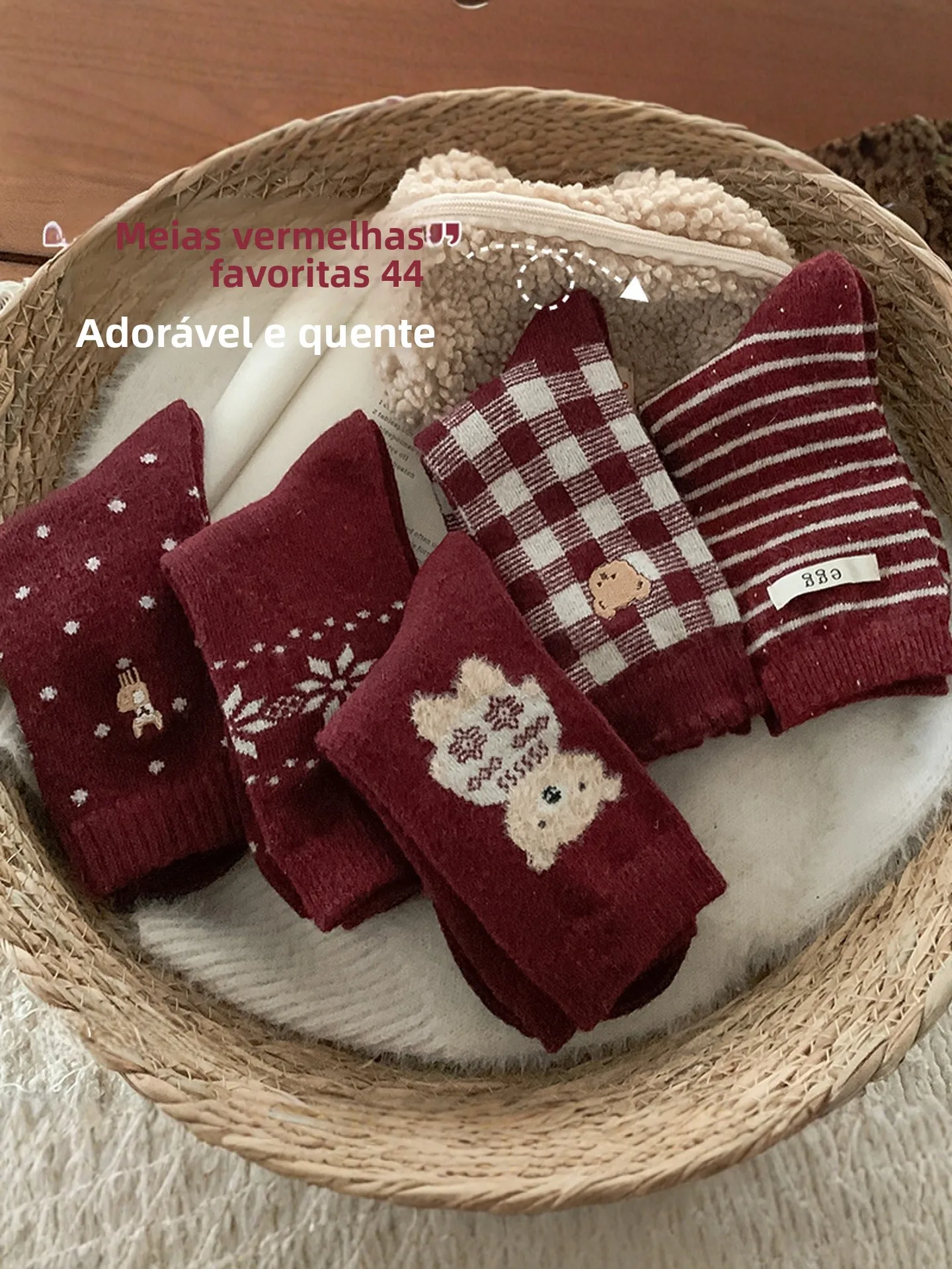 meias-de-la-grossas-ate-o-meio-da-panturrilha-para-mulheres-design-de-urso-em-desenho-animado-cor-vermelha-meias-da-sorte