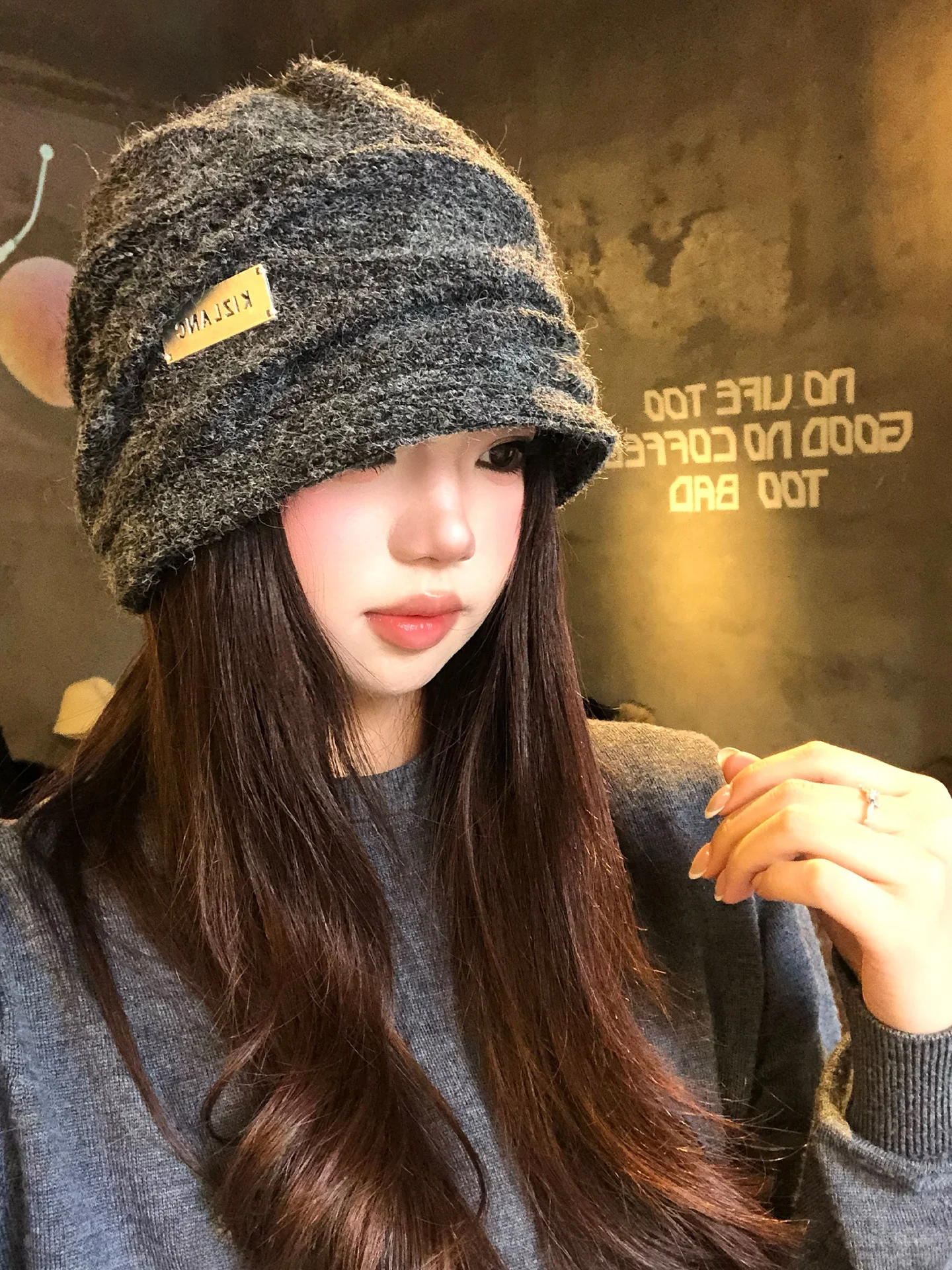 Korean Style Ins High-End Folded Bulk Hat Women's Autumn Winter Warm Fashion Knitted Cold Cap Large Head Wrap Hat