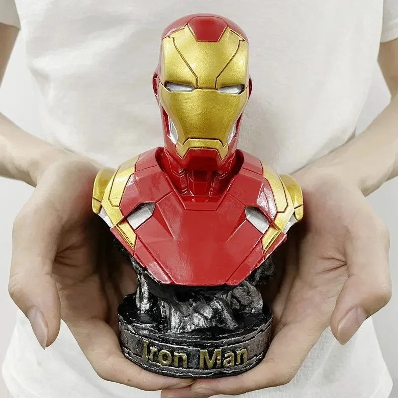

Superhero 18cm Ironman Iron Man Head Bust Portrait GK Action Figure Resin Statue Collectible Model Home Decoration Ornament Gift