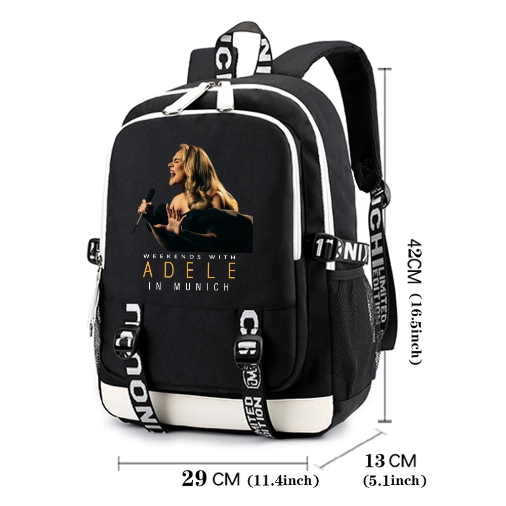 Adele Munich Tour Print zaino donna ragazze moda viaggio zaini a tracolla regolabili borsa da scuola all\'aperto per i fan