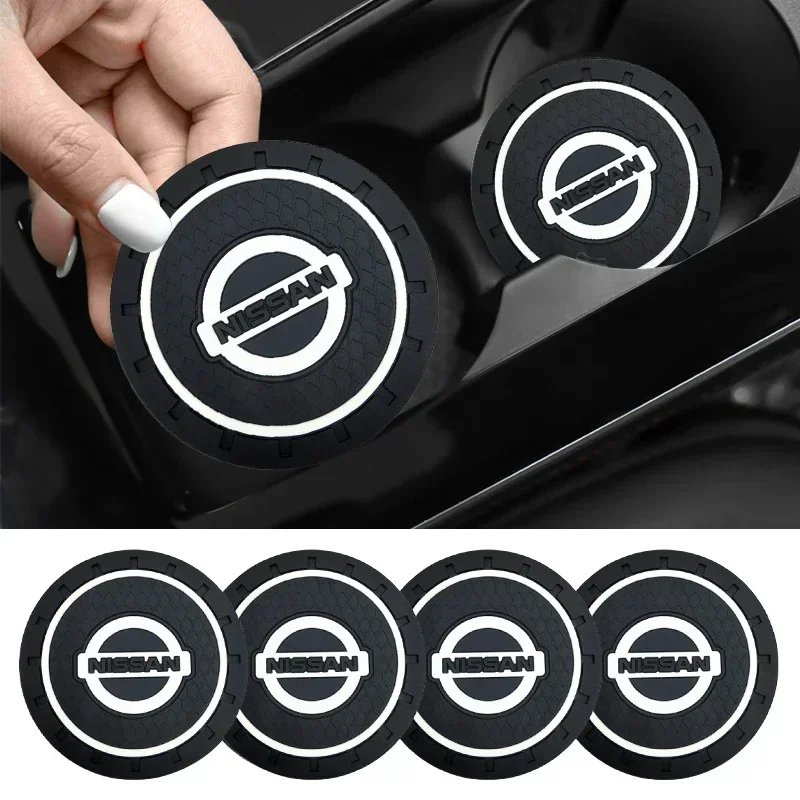 1/2pcs Car Auto Water Cup Slot Non-Slip Mat Water Cup Bottle Holder Mat For Nissan X-trail Qashqai Note Juke Sentra Patrol Leaf