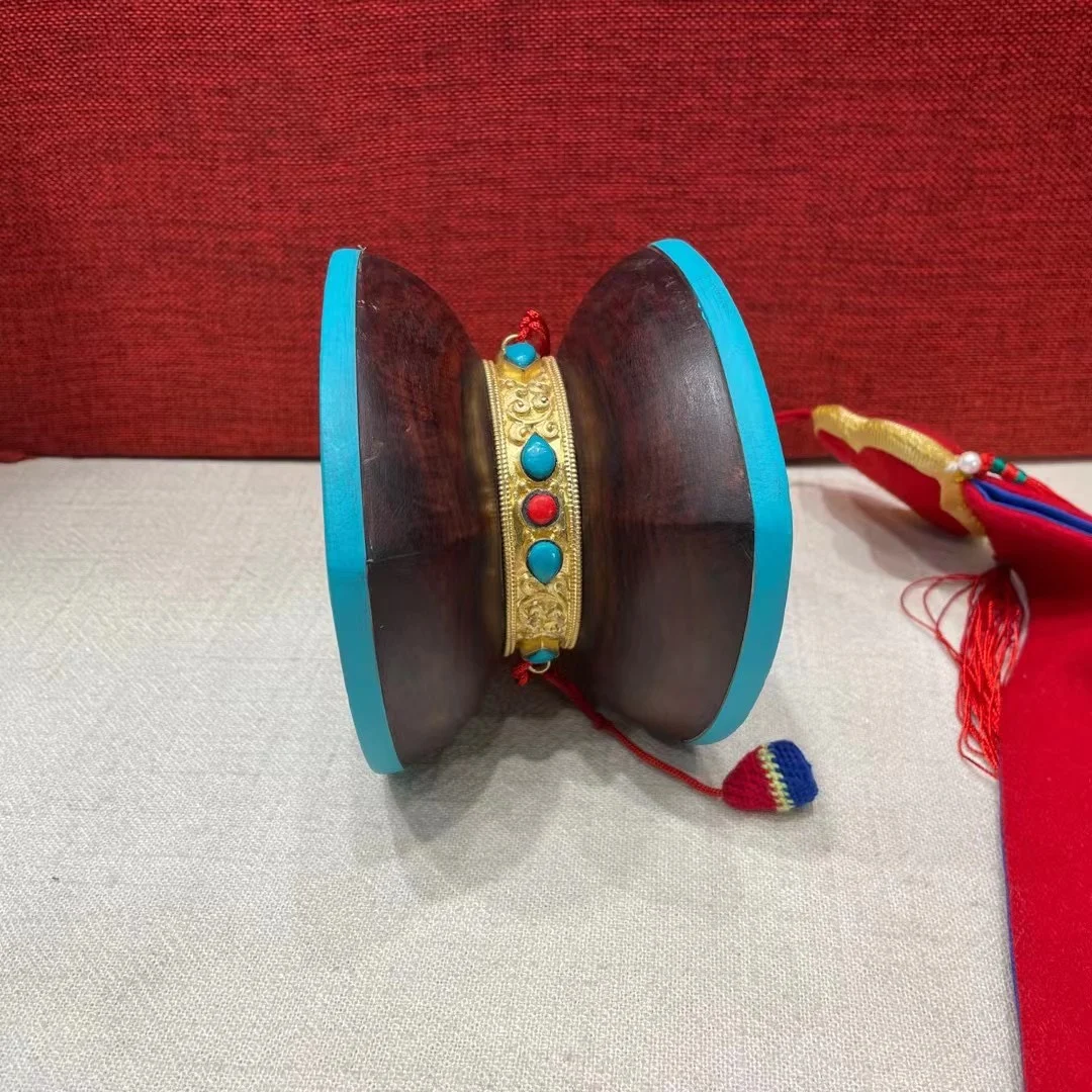 Nepalese tambourine, French drum, magic ware, gilt sheepskin, Nepalese rosewood Gabala French drum with drum cover, Candeng wood