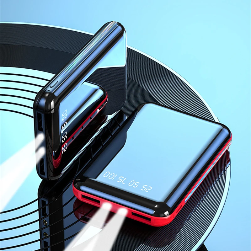 20000mAh Mini Power Bank Portable Charger Mirror Screen LED Digital Powerbank for iPhone Xiaomi Huawei Samsung External Battery