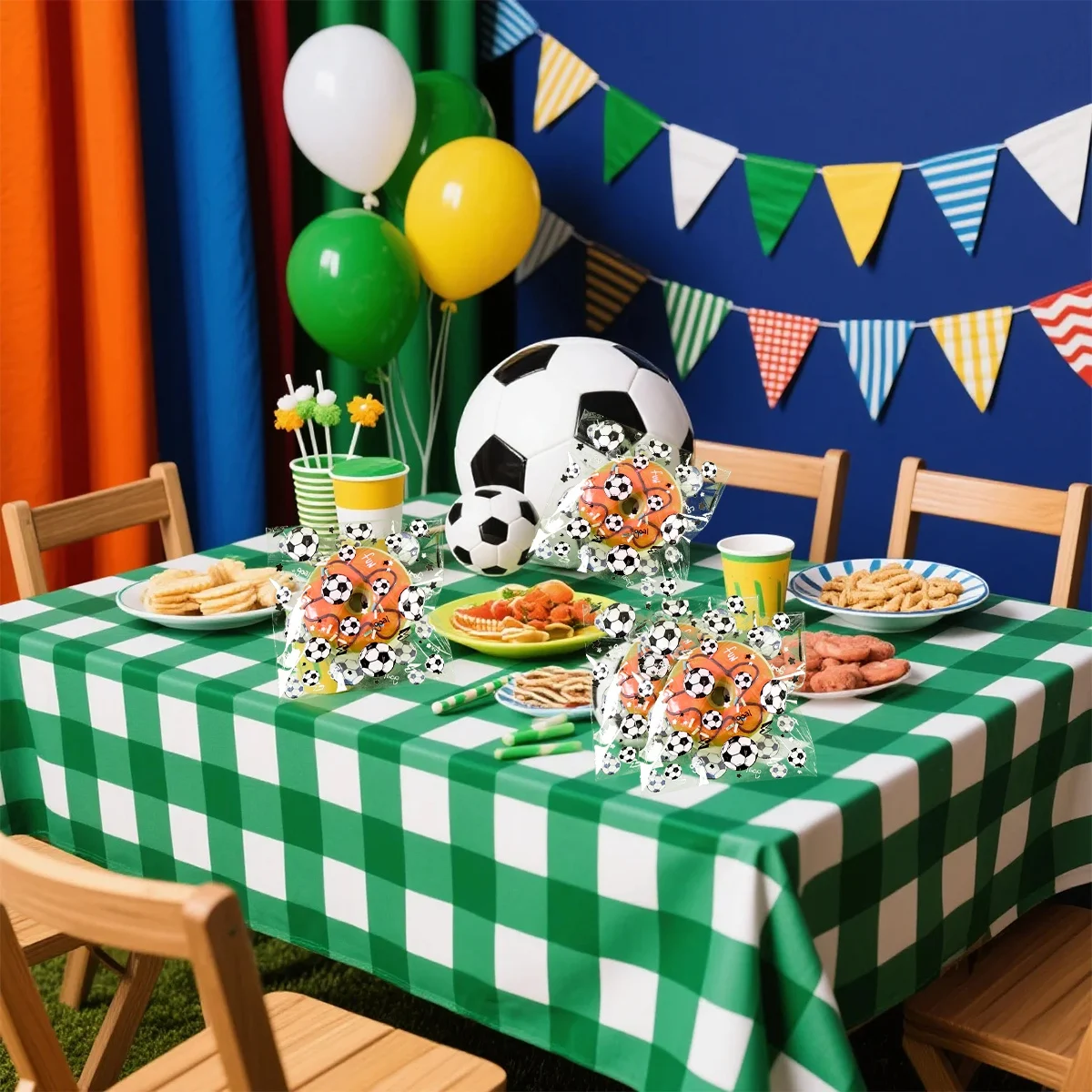 50/100 Stück Fußball-Süßigkeitentüten, transparente Plastiktüten, selbstklebend, für Kekse, Snacks, Backwaren, DIY-Geschenktüten – Detail 5
